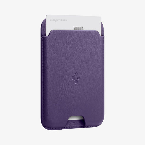 AMP02284 - MagSafe Card Holder Valentinus (MagFit) in black showing the card holder attached to back of device